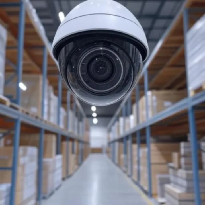 Kamery monitoringu w nowoczesnym magazynie